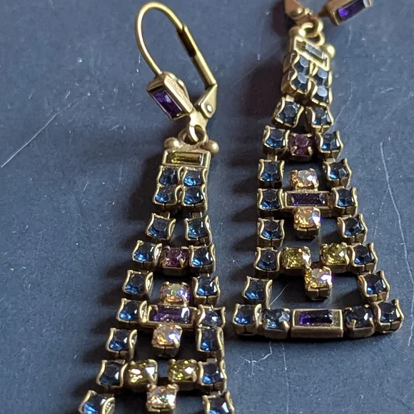 Sorrelli Gold Earrings with Purple and Blue Accents - Picture 3 of 3
